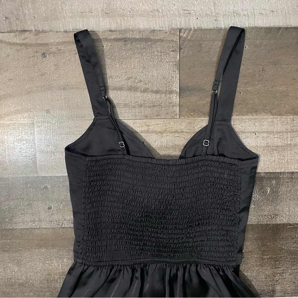 Women's Abercrombie & Fitch Satin Tie-Front Wide Leg Jumpsuit Black Size Small - Picture 8 of 11